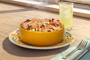 arroz paisa creativo con brazo de cerdo en cubos pork colombia