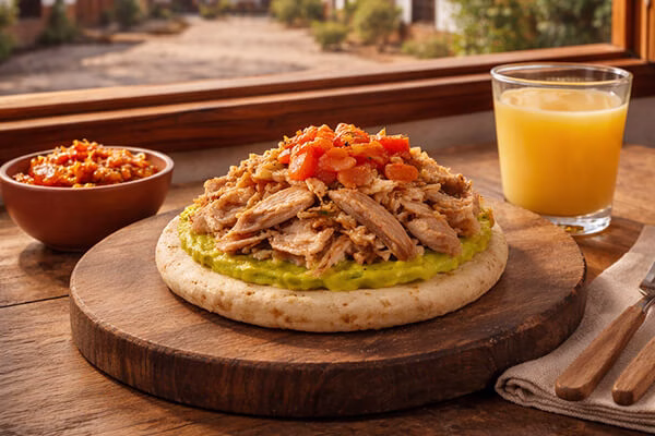 punta de anca con arepa hogao y queso pork colombia